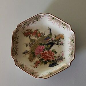 Floral and Peacock Decorative Plate